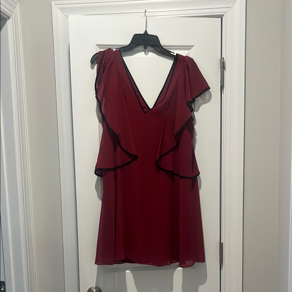 Elegant Burgundy Ruffle Dress